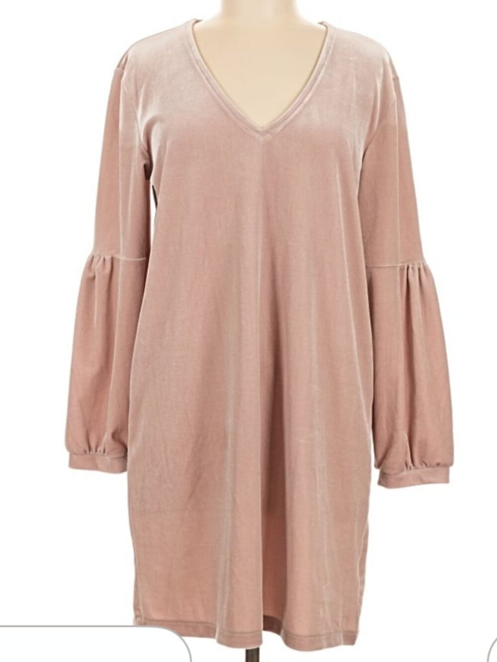 Madewell Blush Pink Velvet Balloon Sleeve V-Neck Mini Dress M